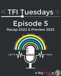 TFI Tuesday logo with podcast microphone and black background